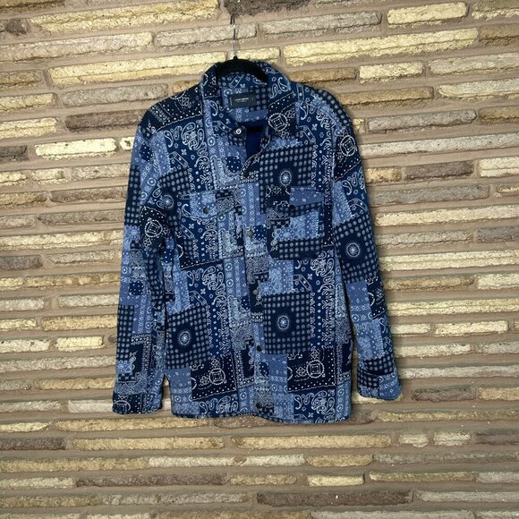 Lucky Brand Men's Patchwork Bandana Print Quilted Shacket Jacket Size Large - Picture 4 of 11
